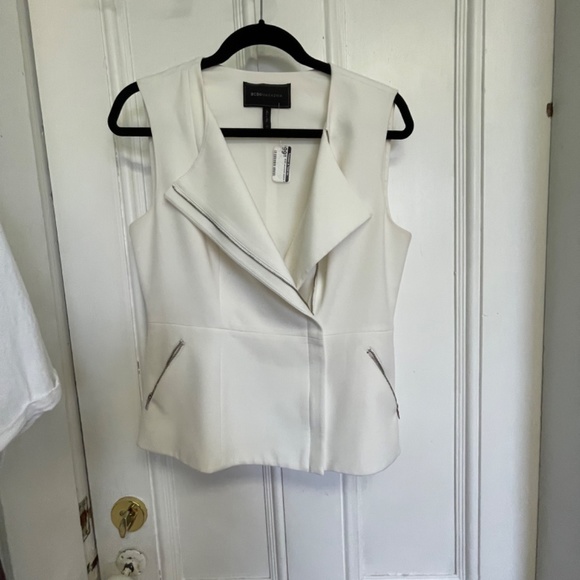 XSOLDXIvory  BCBGMAXARIA Peplum Top M - Picture 6 of 9